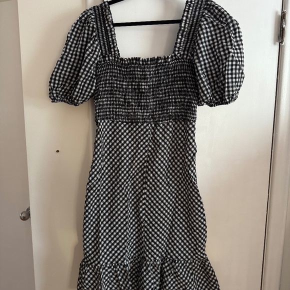 Ganni Gingham Checkered Midi Seersucker Dress - Picture 4 of 6